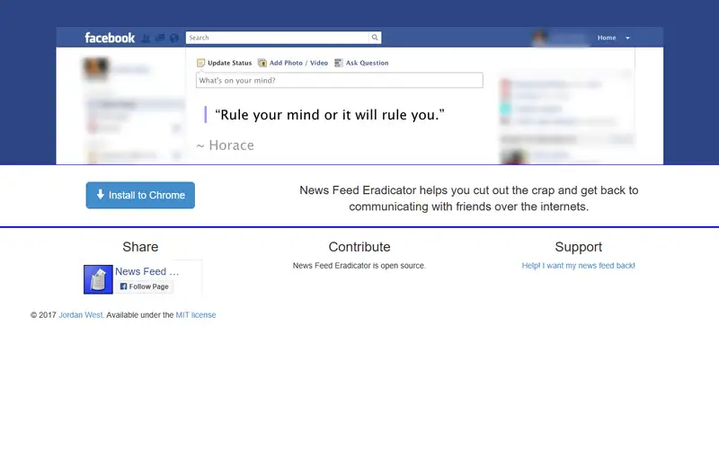 Preview of News Feed Eradicator