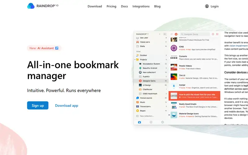 Preview of Raindrop.io