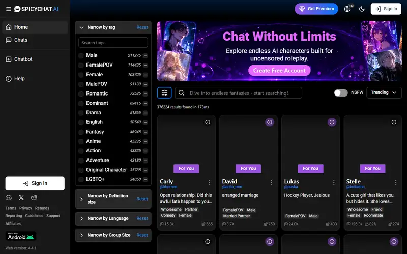 Preview of SpicyChat