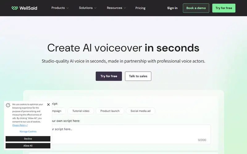 Preview of WellSaid Labs